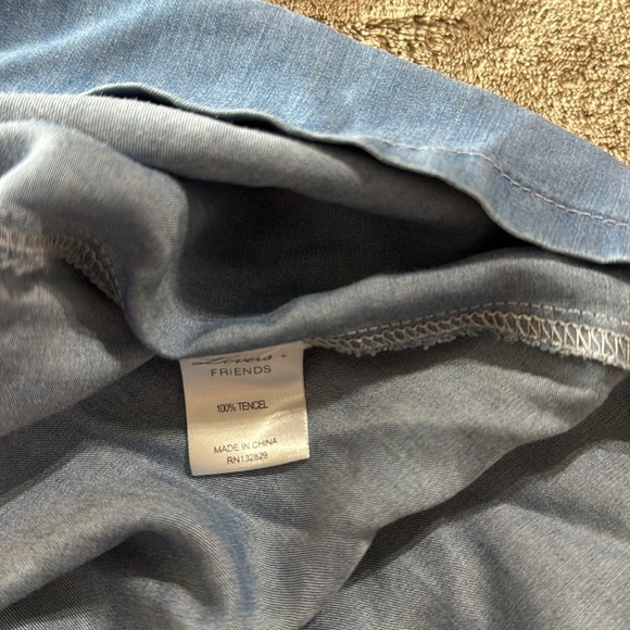 Lovers + Friends‎ Denim V Neck Tie Blue Puff Sleeve Chambray Mini Dress - Picture 10 of 11